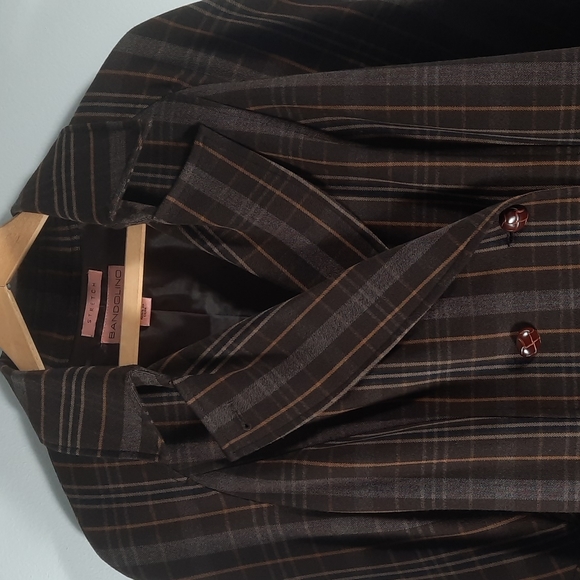 Bandolino stretch brown and tan plaid blazer Sz 8 - Picture 2 of 9